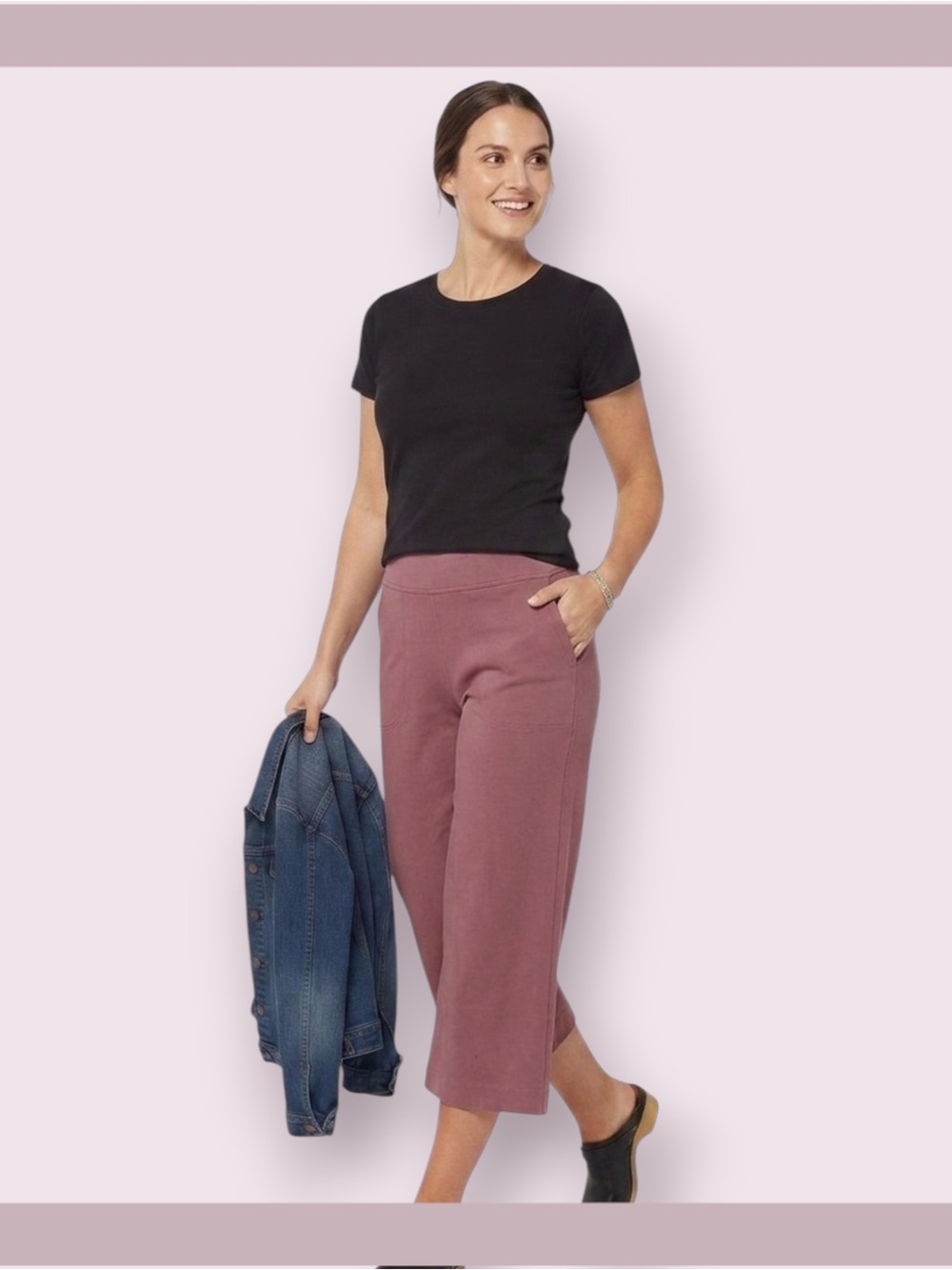 Duluth Trading Company Mauve NoGA Naturale Cotton Wide Leg Crop Pants